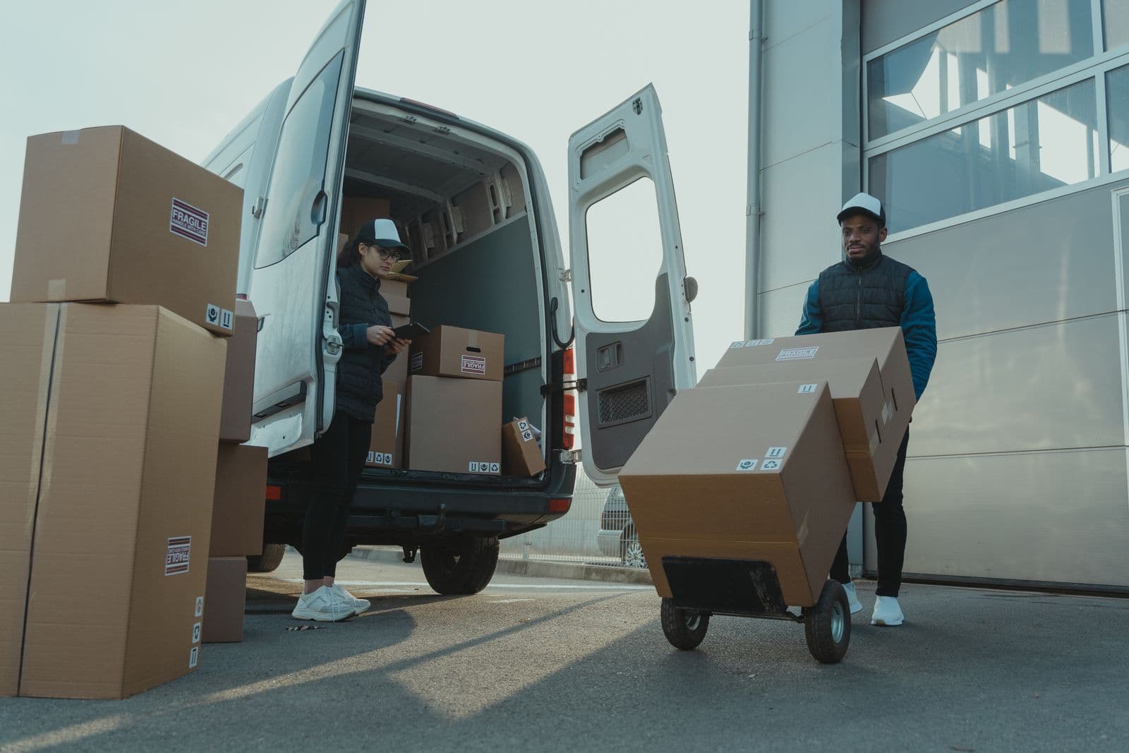 Illustrative packing and loading scene for a coordinated move